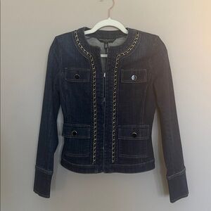 White House Black Market WHBM Denim Chain Stylist Jacket Blazer - NWOT